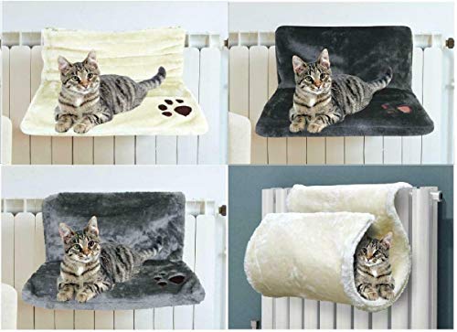 TopgadgetsUK Gato Gatito Colgante Radiador Mascota Cama Perro Cuna Cuna Curvada Hamaca Felpa (Blanco)