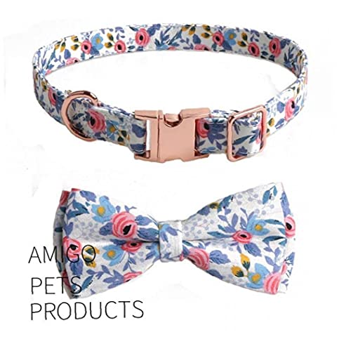 TOSSPER 1pc Collar Azul Floral del Perro Collar De Perro Ajustable con Hebilla De Metal Collar Collar De Flores Láminas para Mascotas para Perros Y Gatos