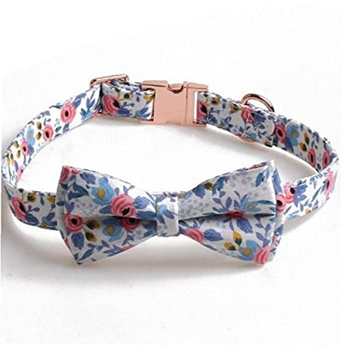 TOSSPER 1pc Collar Azul Floral del Perro Collar De Perro Ajustable con Hebilla De Metal Collar Collar De Flores Láminas para Mascotas para Perros Y Gatos