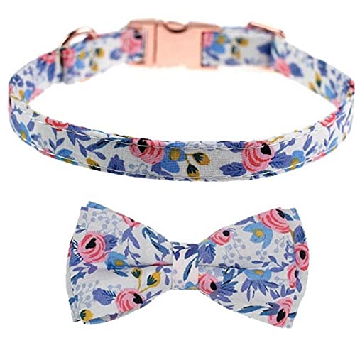 TOSSPER 1pc Collar Azul Floral del Perro Collar De Perro Ajustable con Hebilla De Metal Collar Collar De Flores Láminas para Mascotas para Perros Y Gatos