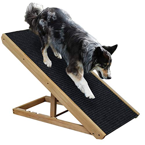 TOTOK Rampa para Perros, Mascotas I Escalera para Mascotas I escalones para Perros y Gatos I Altura Regulable,Plegable y Antideslizante Rampa para Coche, Cama, sofá y SUV, Cargable hasta 90kg