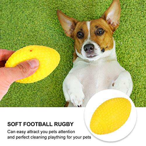 TOYANDONA Juguetes para Perros Pelota Juguetes Chirriantes para Mascotas Pelota de Rugby de Látex Juguetes Interactivos (Amarillo)