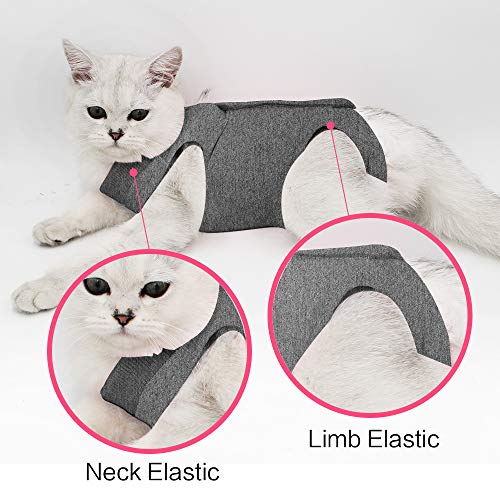 Traje de recuperación para gatos con anti lamida para heridas quirúrgicas abdominales Ropa para mascotas en casa blanda Cuello en E Alternativa para gatos Perros después de la cirugía Desgaste