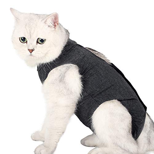 Traje de recuperación para gatos con anti lamida para heridas quirúrgicas abdominales Ropa para mascotas en casa blanda Cuello en E Alternativa para gatos Perros después de la cirugía Desgaste