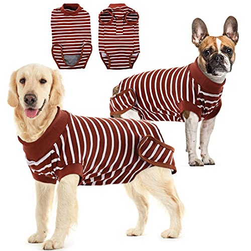 Traje de Recuperación para Perros Dog Recovery Suit, Traje de Protección para Heridas después de la Cirugía, Corsé de Recuperación Abdominal, Vendaje erfecto E-Collar Cone Alternative(Marrón, XL)