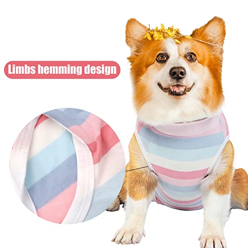 Traje de recuperación para Perros,Pijamas para Perros,Ropa de Noche Transpirable para Perros,Trajes de protección de heridas para Cachorros,después de la cirugía,Evita lamidos y mordeduras L Rosado