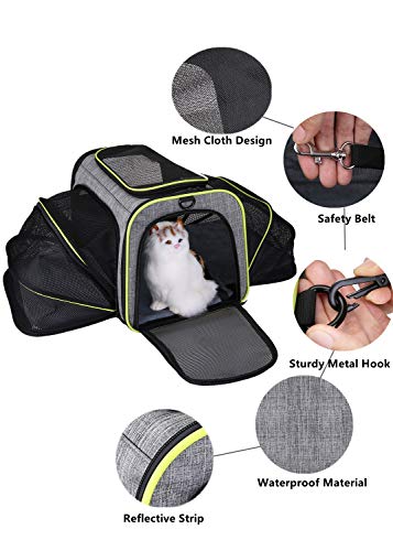 Transportín Extensible para Perros,Bolsa de Transporte Transpirable para Perros o Gatos pequeños,Portador de Lado Suave con Almohadillas de Lana extraíbles para Transporte en Tren, Coche, Avión