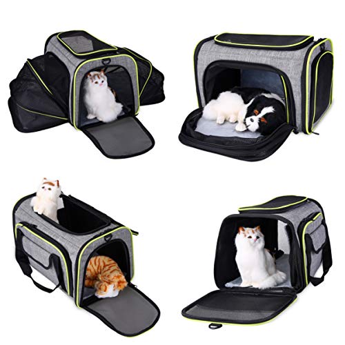 Transportín Extensible para Perros,Bolsa de Transporte Transpirable para Perros o Gatos pequeños,Portador de Lado Suave con Almohadillas de Lana extraíbles para Transporte en Tren, Coche, Avión