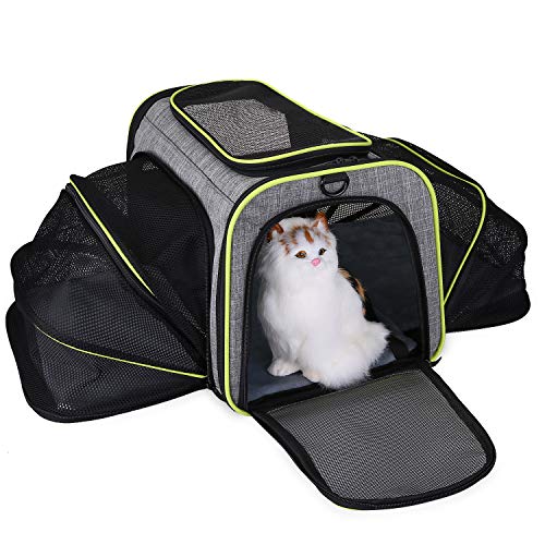 Transportín Extensible para Perros,Bolsa de Transporte Transpirable para Perros o Gatos pequeños,Portador de Lado Suave con Almohadillas de Lana extraíbles para Transporte en Tren, Coche, Avión