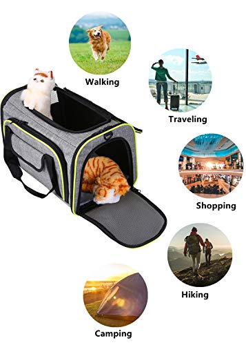 Transportín Extensible para Perros,Bolsa de Transporte Transpirable para Perros o Gatos pequeños,Portador de Lado Suave con Almohadillas de Lana extraíbles para Transporte en Tren, Coche, Avión