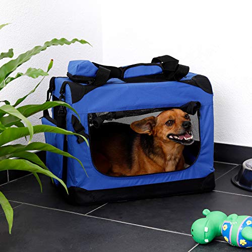 Transportín para perros Bolsa transportín para perros Transportín plegable Autobox Bolsa para animales pequeños (50x34x36 cm (S), azul)