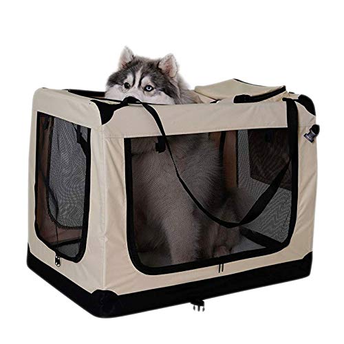 Transportín para perros Bolsa transportín para perros Transportín plegable Autobox Bolsa para animales pequeños (90x61x65 cm (XXL), beige)