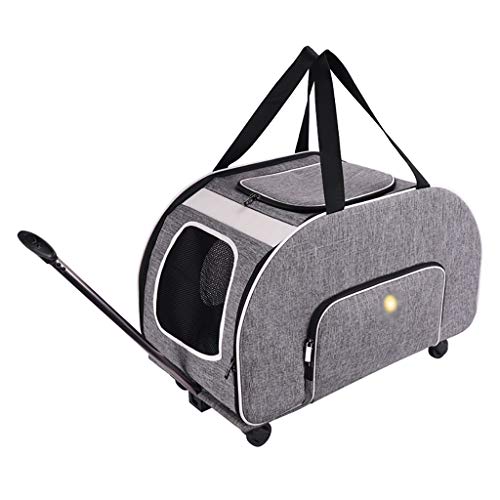 transportin perro grande Jaula del gato bolsa del animal doméstico Cochecito Perro Sling Media lados suaves al aire libre plegable portable de acoplamiento respirable de ruedas a prueba de agua mochil