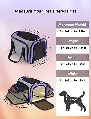 Transportín Plegable para Perros y Gatos, Bolsa de Transporte portátil, Bolsa de Transporte para Perros, Bolsa de Transporte para Perros, Bolsa de avión, autorizada para aeronaves