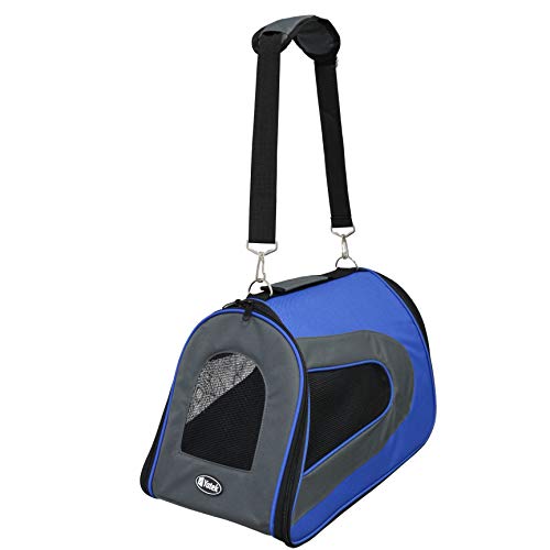 Transportín Plegable para Perros y Gatos Yatek, Bolsa de Transporte Acolchada a prueba de agua, tamaño 48 x 27 x 27 cm, color azul