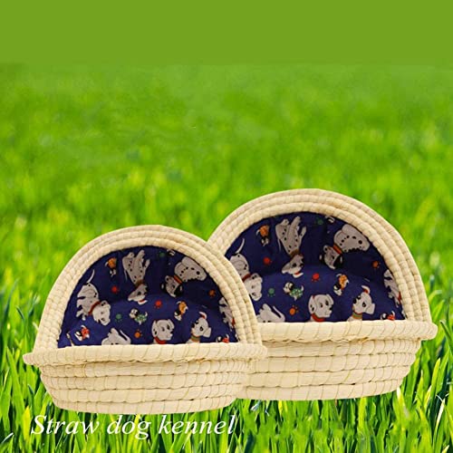 TREEECFCST Cama De Perro Cama Gato Camas Perros Cama para Gatos Dog Bed Cama para Dormir Tejida de ratán, Cesta para Mascotas, cómoda casa para Mascotas Tejida a Mano, Four Seasons Universal 1103(Co