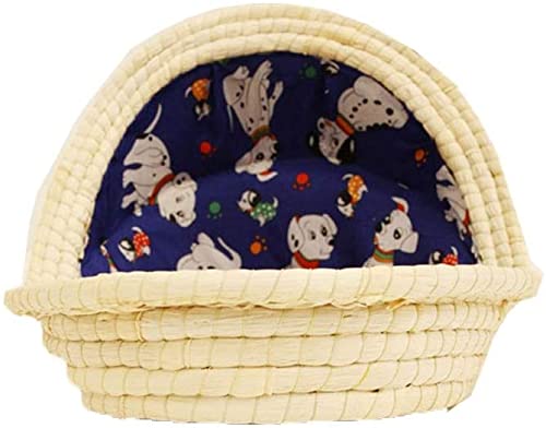 TREEECFCST Cama De Perro Cama Gato Camas Perros Cama para Gatos Dog Bed Cama para Dormir Tejida de ratán, Cesta para Mascotas, cómoda casa para Mascotas Tejida a Mano, Four Seasons Universal 1103(Co