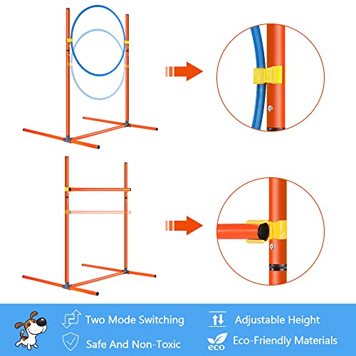 Tresbro Agility - Kit de accesorios para perros, obstáculos con túnel para perros, barras trenzadas, anillo de saltos, barra de obstáculos, altura ajustable, barriles cónicos