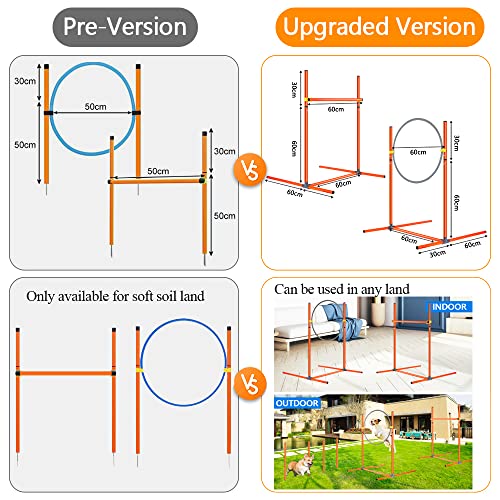 Tresbro Upgrade Dog Agility Set de Agilidad para Perros, 3 en 1 Entrenamiento para Mascotas, Anillo de Saltar, Silbato de Entrenamiento de Perros, Barra de Obstáculos, Altura Ajustable para Perros