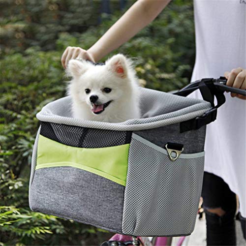 TTBD Portable Cesta Perro Bicicleta, Bicicletas Perro Frente del Portador con El Pequeño Perro Bolsillos De Los Asientos Llevan La Cesta De La Bici Bolsa Al Aire Libre (Gris)