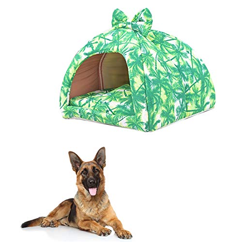 TTinah Cama Cueva Perro Cama Perro Pelo Cama para Perros Grandes Iglú CóModo Cama Gato Cueva For Mascotas PequeñAs Y Medianas Aliviar La Ansiedad Green,Small