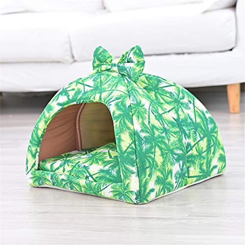 TTinah Cama Cueva Perro Cama Perro Pelo Cama para Perros Grandes Iglú CóModo Cama Gato Cueva For Mascotas PequeñAs Y Medianas Aliviar La Ansiedad Green,Small