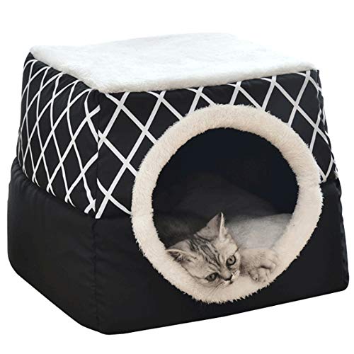 TTinah Iglu Gato Cama Antiestres Gato Cama De Perro Mediano Plegable Iglu para Perros For Mascotas PequeñAs Y Medianas Sueño Cómodo Black,X-Large