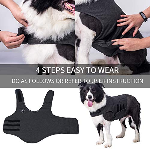 TT.WALK Abrigo de alivio de la ansiedad para perro, chaleco suave para la ansiedad del perro Jakcet, cómodas camisas de trueno para perros (gris oscuro, M)