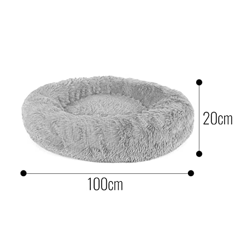 TUAKIMCE Cama para mascotas prémium para perros grandes y extragrandes, cama para perros y gatos, cojín para perros, lavable, con parte inferior resistente al agua (diámetro 100 cm, color gris claro)