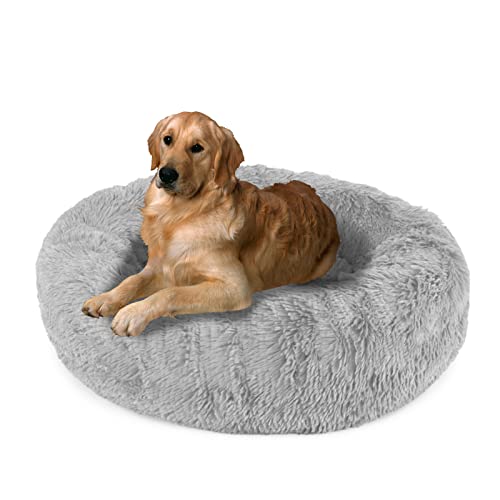 TUAKIMCE Cama para mascotas prémium para perros grandes y extragrandes, cama para perros y gatos, cojín para perros, lavable, con parte inferior resistente al agua (diámetro 100 cm, color gris claro)