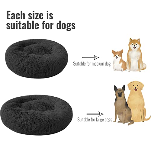 TUAKIMCE Cama redonda para perros, mullida, cojín para perros, sofá para perros, casa para perros, suave felpa, donut para mascotas, lavable a máquina, para gatos y perros (80 cm, color gris oscuro)