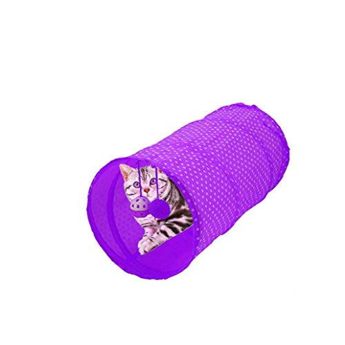 Tubo Túnel animal doméstico del perro del gato de juguete plegable Tubo Juego del entrenamiento del juguete interactivo juguete del perrito gatito túnel púrpura 1pc Juguetes para gatos