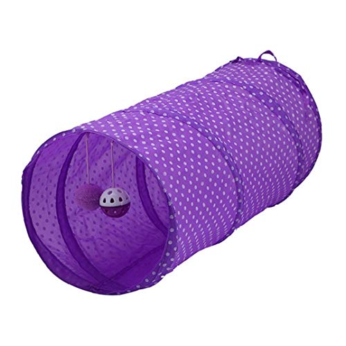 Tubo Túnel animal doméstico del perro del gato de juguete plegable Tubo Juego del entrenamiento del juguete interactivo juguete del perrito gatito túnel púrpura 1pc Juguetes para gatos