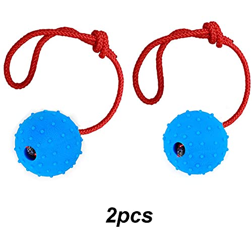 Tucireat 2 Piezas Bolas de Perro en Una Cuerda Pelota de Caucho Natural para Perros Pelota para Perro con Cuerda Pelota Juguete en Una Cuerda Pelota con Cuerda para Perros para Buscar Atrapar