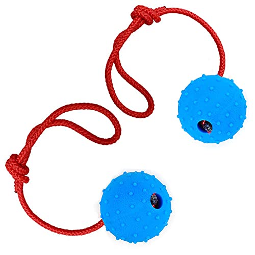 Tucireat 2 Piezas Bolas de Perro en Una Cuerda Pelota de Caucho Natural para Perros Pelota para Perro con Cuerda Pelota Juguete en Una Cuerda Pelota con Cuerda para Perros para Buscar Atrapar