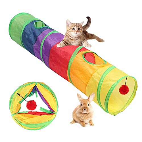 Túnel de Conejo Juguete,Plegable Túnel de Gato,Túnel de Gato,con Pelota de Juguete,Adecuado para Conejos,Cachorros,Hurones,Conejillos de Indias,Aumenta la Diversión Interactiva