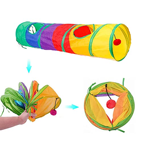 Túnel de Conejo Juguete,Plegable Túnel de Gato,Túnel de Gato,con Pelota de Juguete,Adecuado para Conejos,Cachorros,Hurones,Conejillos de Indias,Aumenta la Diversión Interactiva