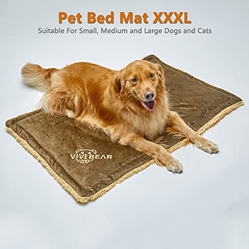 TVMALL Colchoneta para Perros Cama Gatos Reversible Almohadilla para Mascotas Lavable Cojín de Felpa Suaves Exterior Viaje Mantas Adecuado para Perros Grandes Medianos y Qequeños, Marrón, 110 x 70cm