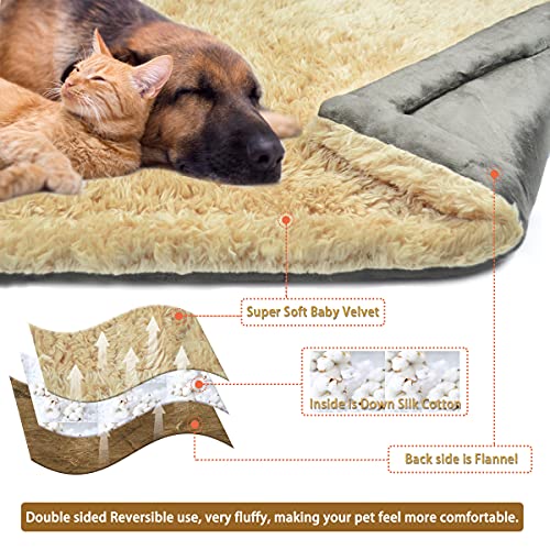 TVMALL Colchoneta para Perros Cama Gatos Reversible Almohadilla para Mascotas Lavable Cojín de Felpa Suaves Exterior Viaje Mantas Adecuado para Perros Grandes Medianos y Qequeños, Marrón, 110 x 70cm