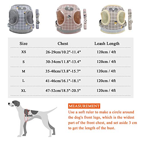 TVMALL Juego de Arnés y Correa para Perros Transpirable Ajustable Arneses Tipo Chaleco para Perros Reflectante Arneses antitirones Cinturón de Seguridad para Gatos y Perros pequeños y medianos, (XS)