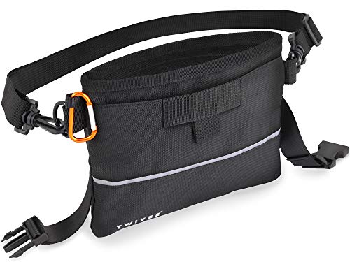 TWIVEE - Bolsa de Entrenamiento para Perros - Bolso de adiestramiento con Cierre a presión - Bolsillo Interior extraíble - Incl. mosquetón - Negra