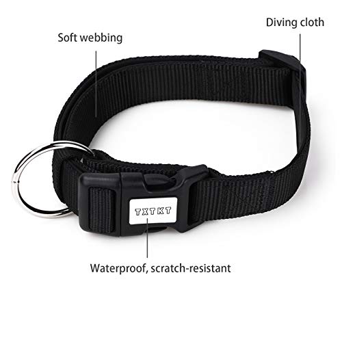 TXTKT Collar de perro simple y práctico, adecuado para perros grandes, medianos y pequeños (Tamaño del cuello: 32 cm - 48 cm), color negro