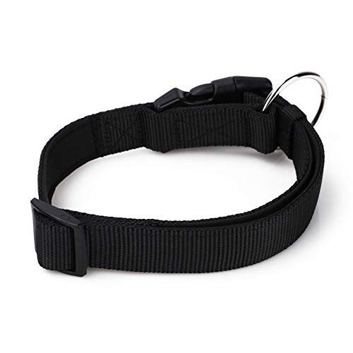 TXTKT Collar de perro simple y práctico, adecuado para perros grandes, medianos y pequeños (Tamaño del cuello: 32 cm - 48 cm), color negro