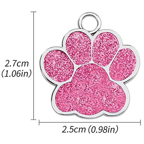 Uiopa 2pzs Chapa Perro Grabada, Huella para Mascotas Placa Perro Grabada, Etiquetas de Identificación de Mascotas Chapas Personalizadas Placa Chapas para Perros, Gatos, Mascota Collar (Rosa)