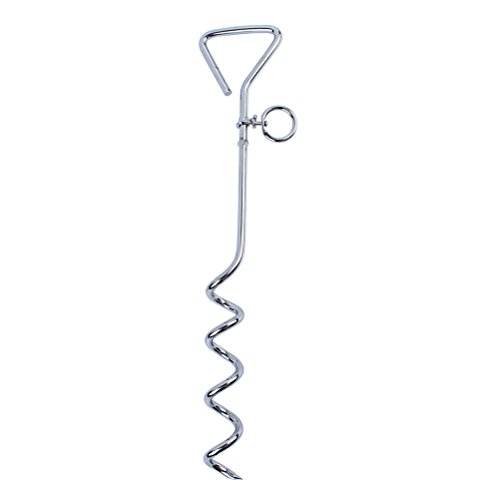 UKCOCO Anclaje Espiral para Perro, Perro Mata de Enganche (Acero Inoxidable, Anclaje Espiral para Exterior Jardín y Camping Aleación de cinc para Perro (Plata)