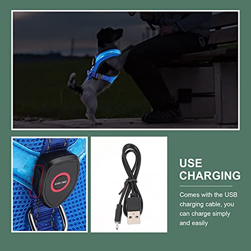 UKCOCO Chaleco de Perro con Luz LED Arnés de Perro Azul USB Recargable Arnés de Perro Cuello Mascotas Accesorio para Caminar para Perros Pequeños Medianos Grandes M