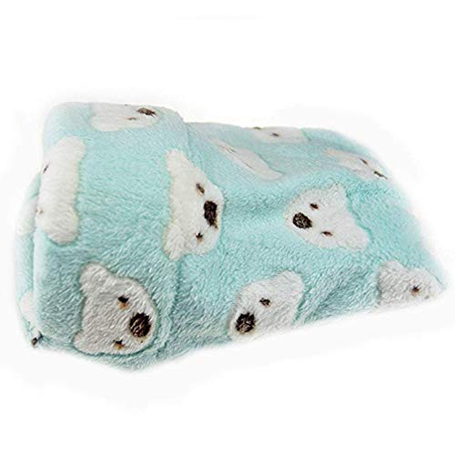 UKCOCO Pequeño saco de dormir de forro polar cálido, acogedor tapete de cama, hámster de invierno, ardilla, erizo, chinchilla, conejo, conejo, guinea, jaula, nido, accesorios - Talla S (verde)