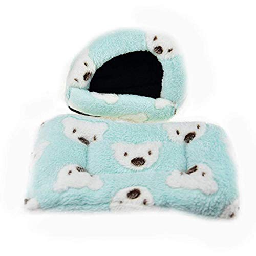 UKCOCO Saco de Dormir de Felpa para Mascotas Pequeñas, Accesorios de Cama de Jaula de Invierno de Hámster Ardilla Erizo Conejo Chinchilla - Tamaño S (Verde)