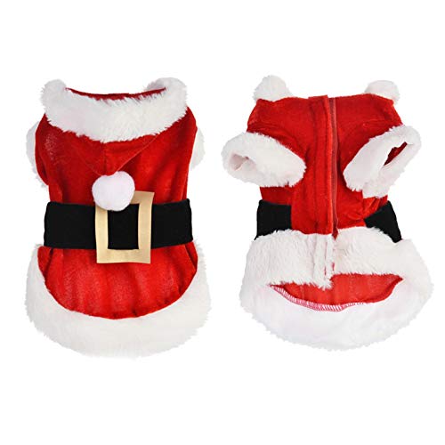 UKKO Ropa De Traje De Navidad De Santa para Pet Pequeños Pequeños Invierno Perro Copudiado Cokeed Chackets Puppy Cat Ropa De Ropa De Ropa-Red,M