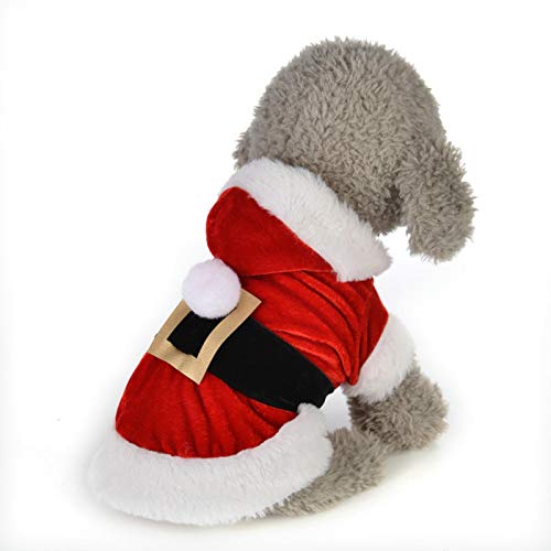 UKKO Ropa De Traje De Navidad De Santa para Pet Pequeños Pequeños Invierno Perro Copudiado Cokeed Chackets Puppy Cat Ropa De Ropa De Ropa-Red,M